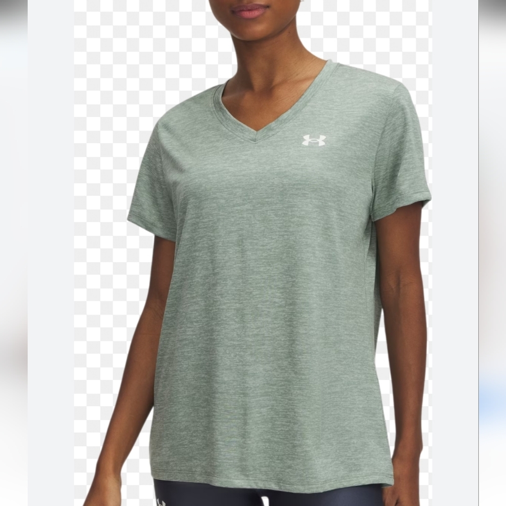 Under Armour Women's Green V-Neck  Short Sleeve Top Size Large